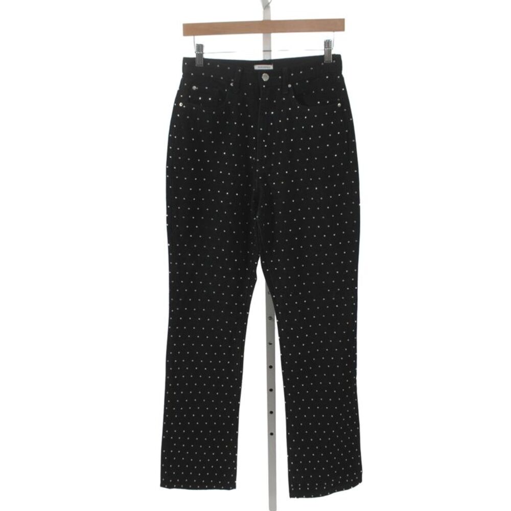 We Wore What Womens Straight Jeans Black Rhinestone High Rise Cotton Size 27